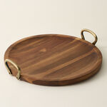 Dallaty wood round tray with steel handel 43*38.1*7cm image number 2