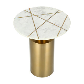 MARBLE ROUND SIDE TABLE WITH STEEL