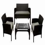 Patio Set Of 4 Natural Rattan Black image number 9