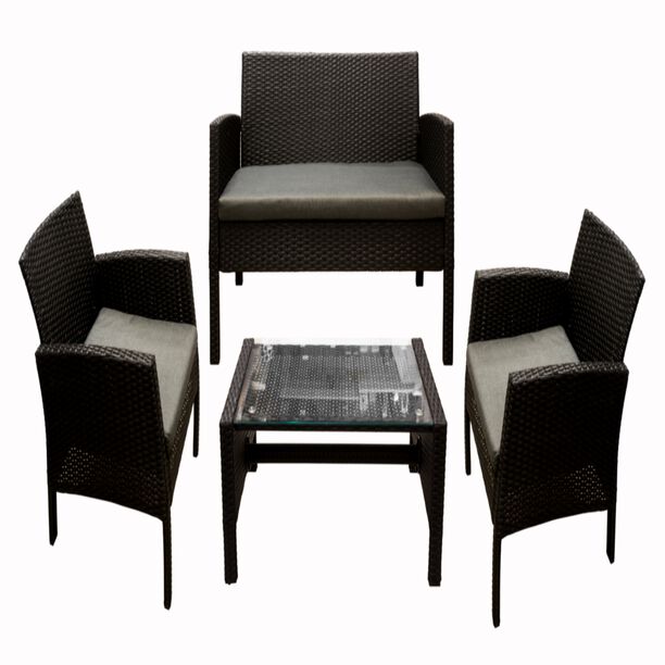 Patio Set Of 4 Natural Rattan Black image number 9