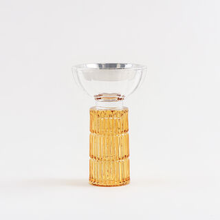 Homez glass ribbed oud burner 10*10*15.7cm, Orange