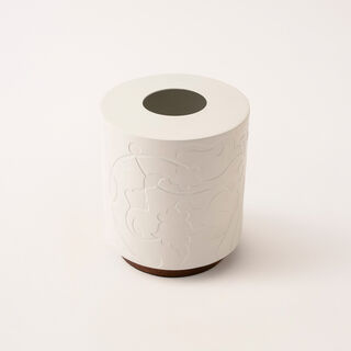 Bahja white wood cylindrical tissue box 14*14*15 cm