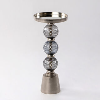 Drink Table Silver Mirror Top Grey Grass Base 46 *43 cm