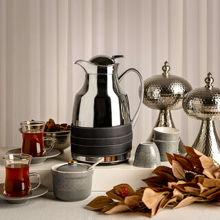 Steel Vacuum Flask Leather Beige 1L