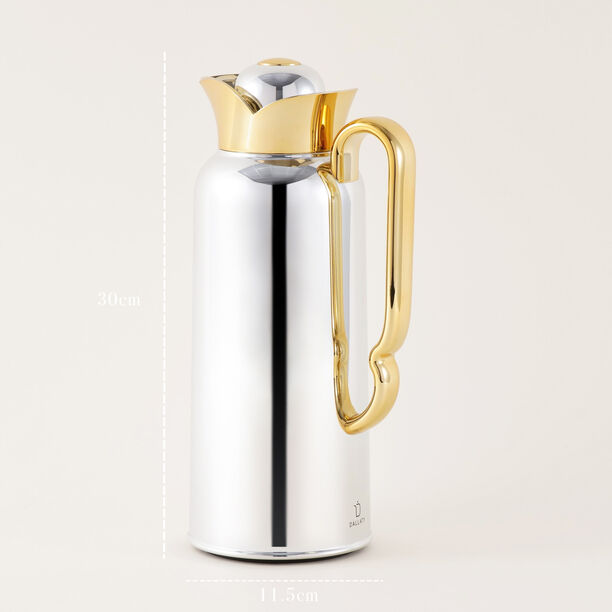 Dallaty Stainless Steel Thermos, White and Gold, 1L image number 2
