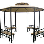 Homez Outdoor Gazebo Umbrella, 3.8*2.65M, Beige image number 3