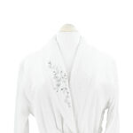 Embroidered shawl collar Bathrobe White Size S image number 2