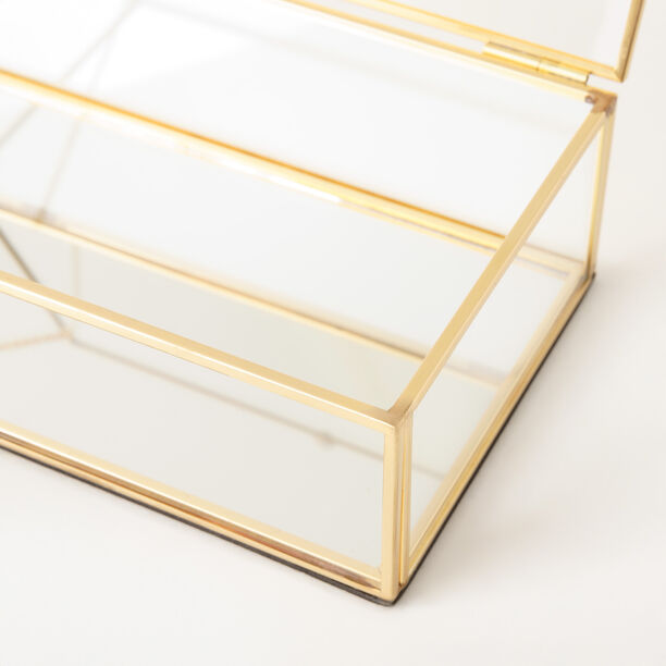 هومز صندوق مجوهرات زجاج بإطار ذهبي وسط 21*12*6سم image number 3