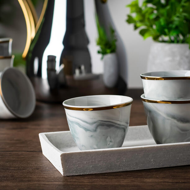 La Mes Grey Marble Arabic Coffee Set 12 Pieces With Gold  image number 3