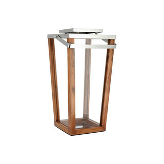 Wood and Steel Latern Dia 25.5*25.5*53 Cm