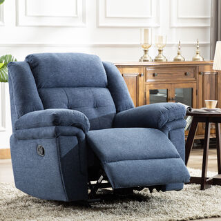 1 Seater Recliner Armchair Rocking Navy Linen