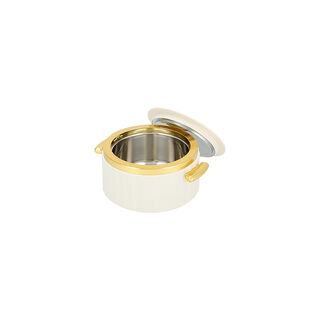 La Mesa matte off white & gold plastic food warmer 1L