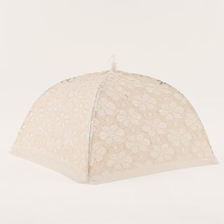 Alberto White Embroidered Foldable Food Cover 36Cm