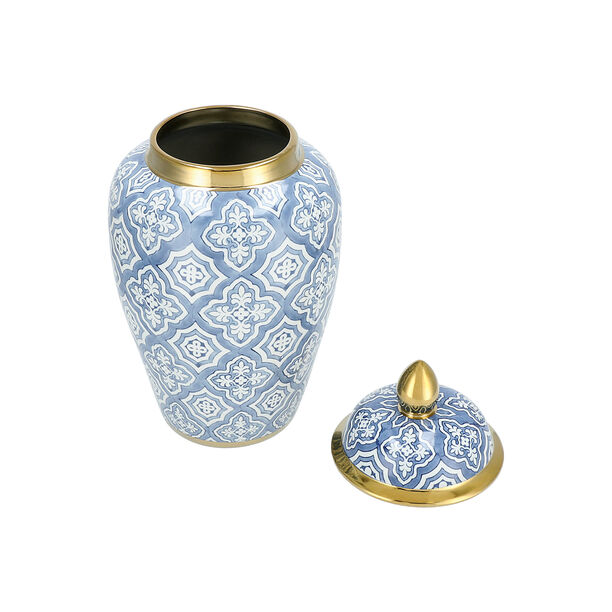 Deco Jar Blue With Gold 23 *23 * 44 cm image number 2