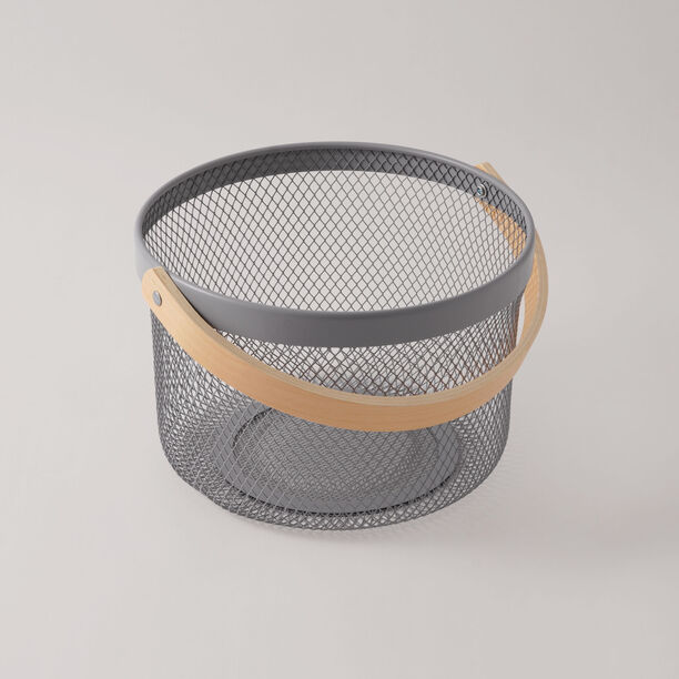 البرتو سلة فواكه معدنية بمقبض، رمادي 27.8*27*18 سم image number 1