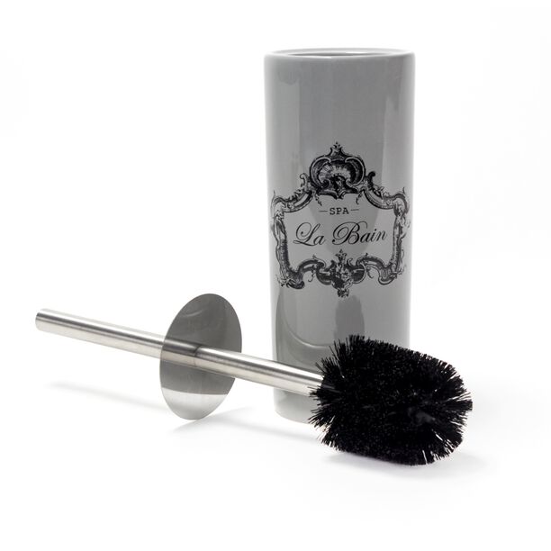Ceramic Toilet Brush Holder With Stainless Pole Black Bristle Brush  image number 1