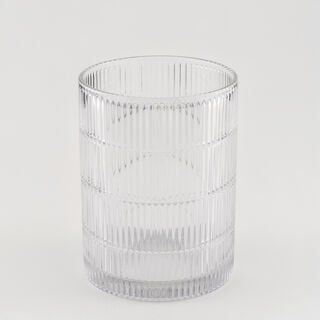 Homez silver ribbed glass waste bin 18*18*26 cm