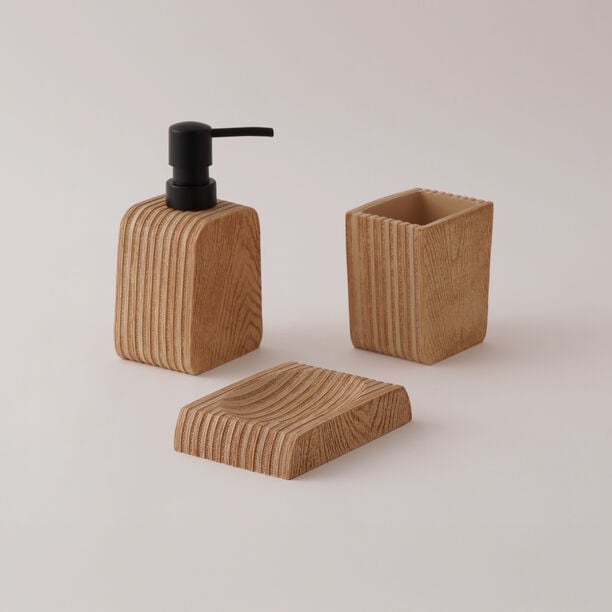 هومز طقم اكسسوارات حمام 3 قطع بولي ريزين، بيج image number 0