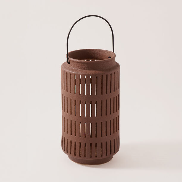 Homez Ceramic Lantern, Brown 15.5*15.5*28Cm image number 1