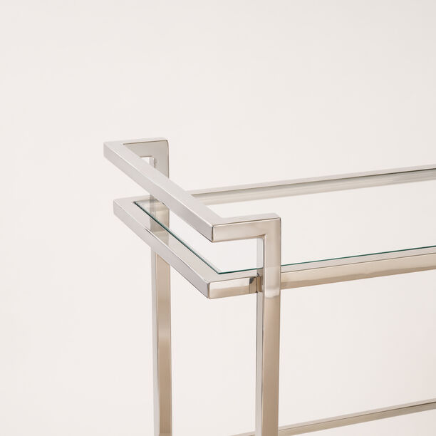 Homez long trolley cart in silver stainless steel 125*46*79cm image number 1