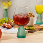 Tumbler Glass Set Blue Base Plain 4 Pcs Stem Glass image number 6