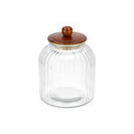 Glass Storage Jar With Wooden Lid image number 2