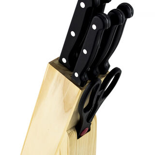 Alberto Wooden Knife Block With 6 Pieces Knives