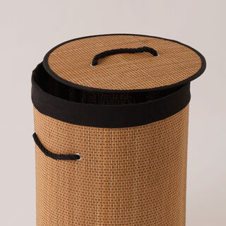 Cottage Bamboo Laundry Hamper With Cotton Rope Handle, Brown35*35*50 Cm