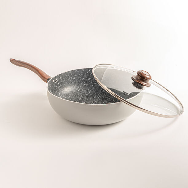 Alberto round grey fry pan with glass lid 30 cm image number 1