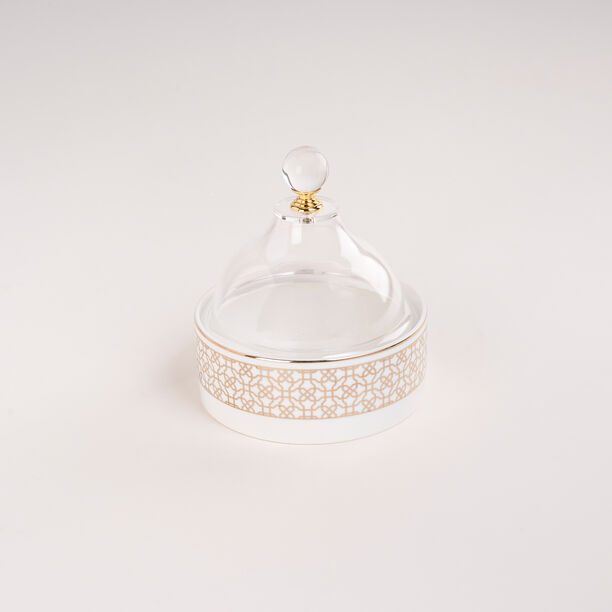 Dallaty white porcelain date bowl with lid 12.6*12.6*14 cm image number 1