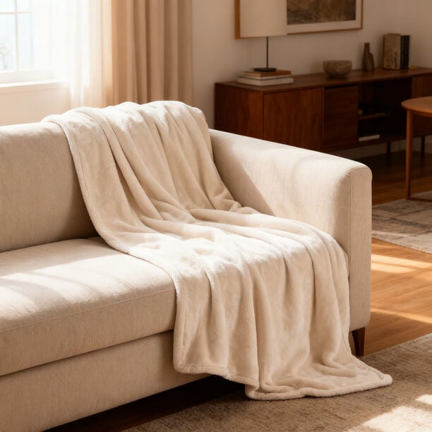 Boutique Blanche Super Soft Throw 127*152Cm 280Gsm Ivory image number 4