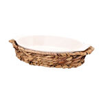 Porcelain Oval Dish With Rattan Basket image number 0