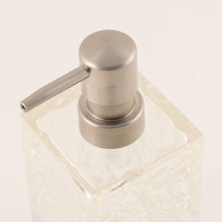 Homez Clear and Brushed Bronze High Clear Polyresin Lotion Dispenser, 7.5*7.5*17.2 Cm