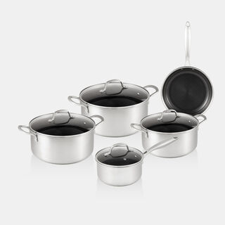 البرتو طقم قدور ستانلس ستيل 9 قطع، فضي