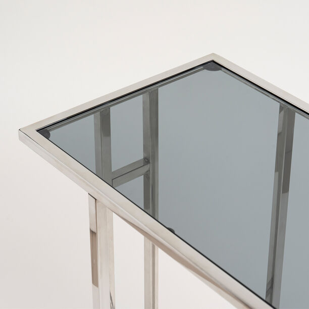 هومز طاولة جانبية ستانلس ستيل فضي مع سطح زجاجي 50*30*60سم image number 3