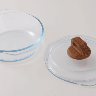 البرتو قدر زجاجي دائرية بغطاء ومقبض من زجاج البورسليكات العالي 26.8*22.7*14.8سم