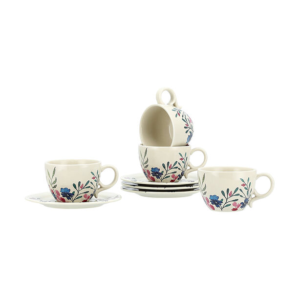Off white stoneware English coffee cups set 8 pcs image number 0
