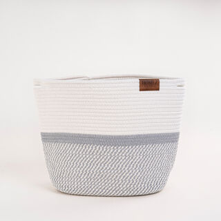 Homez woven basket 30*33 top white & bottom grey with hidden handle