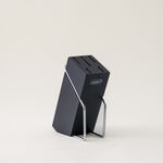 Alberto 6 piece stainless steel and black wood knife block set image number 1