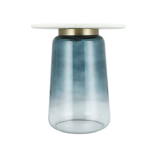 Side Table Glass Base And Marble Top 48*54 cm