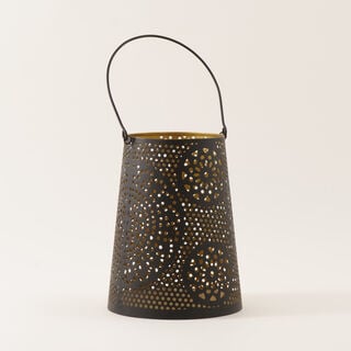 Homez Zahra Collection Lantern, Black & Gold, 17.7*17.7*22.8 Cm