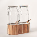 La Mesa 2 pcs glass juice dispensser with wooden base 3.1 L image number 0