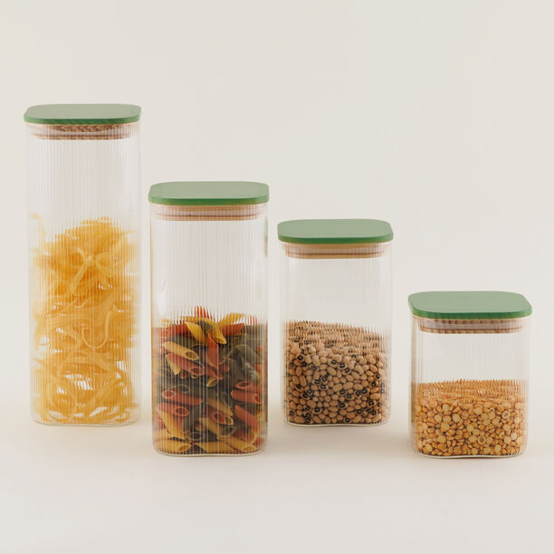 البرتو طقم علب تخزين زجاج بوروسيليكات بغطاء خشب صنوبر 4 قطع 31.5*11*30.5 سم image number 1