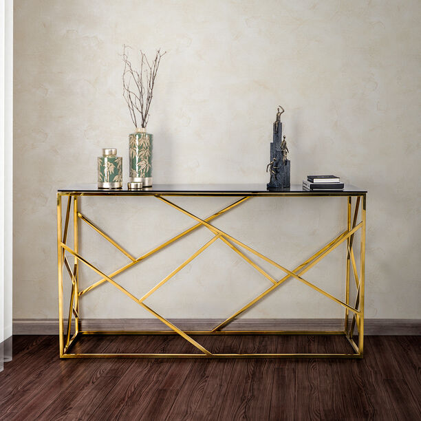 Glass Console Table Gold And Black 140*40*78 cm image number 2