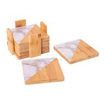 Bamboo Coasters Marble Surface Square image number 1