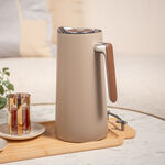 Dallaty 1L warm grey steel vacuum flask with wooden handle image number 0