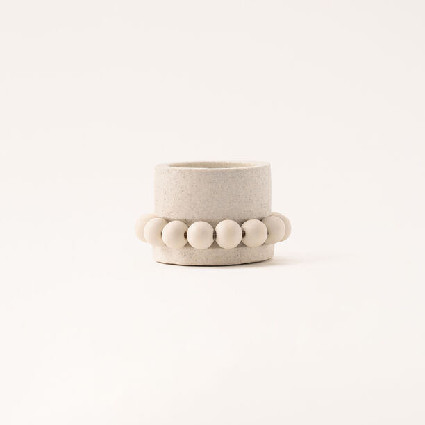 Selah collection off white ceramic candle holder 8*8*5 cm image number 1