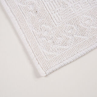 Boutique Blanche White Cotton Diamond Jacquard Bathmat, 60*90 Cm