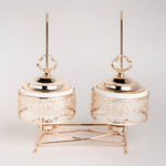 2 pieces Round Food Warmer Set With Candle Stand Gold 12 cm image number 1