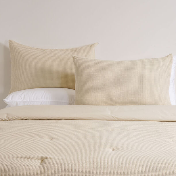 Boutique blanche cotton waffle comforter set 3pcs king 240*220cm, beige image number 1